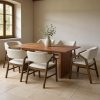 Τραπεζαρία Eleganza-Livia pakoworld σετ 7τεμ mdf σε καρυδί-εκρού απόχρωση 180x99x75.8εκ 381-000011