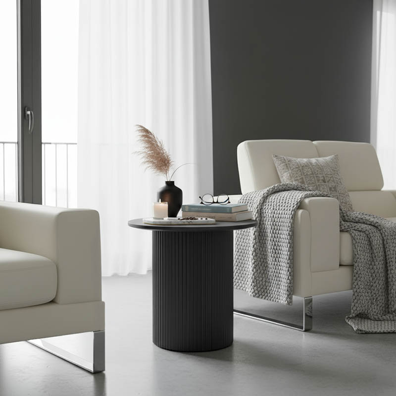 Βοηθητικό τραπέζι Dovel pakoworld mdf σε μαύρη απόχρωση Φ50x45εκ 029-000349