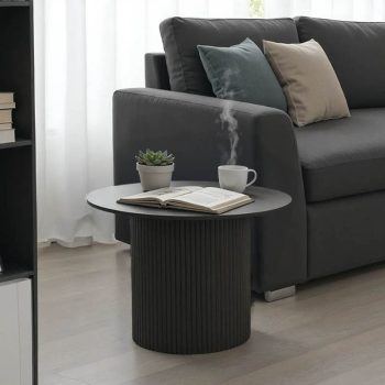 Τραπέζι σαλονιού Dovel pakoworld mdf σε μαύρη απόχρωση Φ70x40εκ 029-000350
