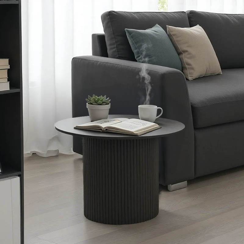 Τραπέζι σαλονιού Dovel pakoworld mdf σε μαύρη απόχρωση Φ70x40εκ 029-000350