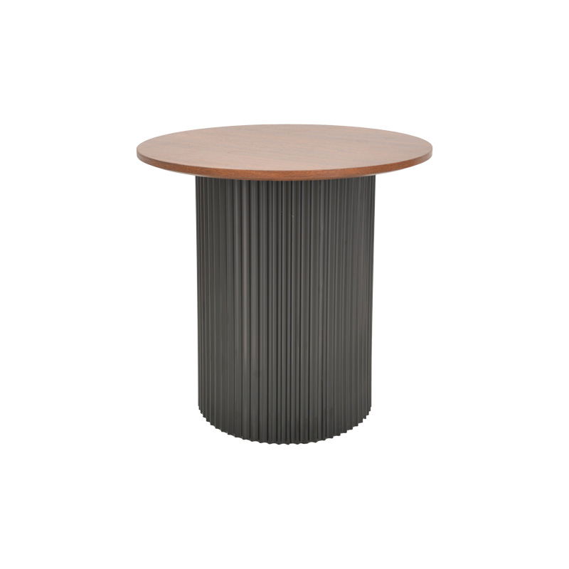 Βοηθητικό τραπέζι Dovel mdf σε καρυδί-μαύρο μέταλλο Φ50x50εκ - Image 2