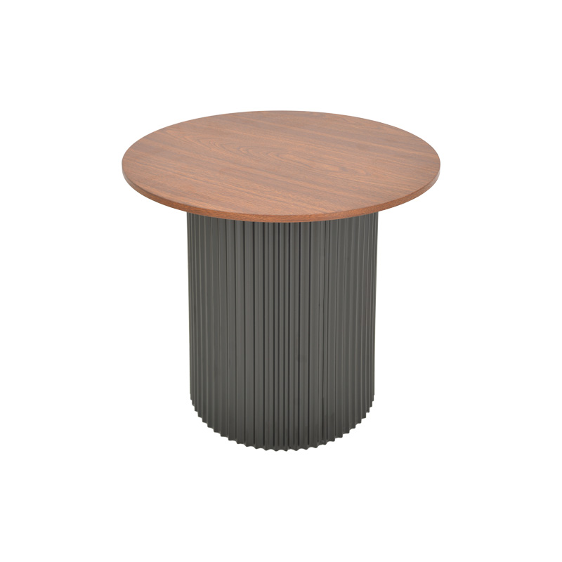 Βοηθητικό τραπέζι Dovel mdf σε καρυδί-μαύρο μέταλλο Φ50x50εκ - Image 3