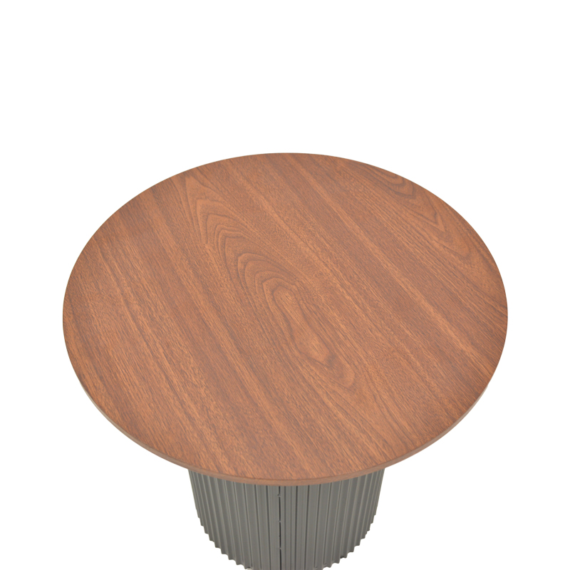 Βοηθητικό τραπέζι Dovel mdf σε καρυδί-μαύρο μέταλλο Φ50x50εκ - Image 4