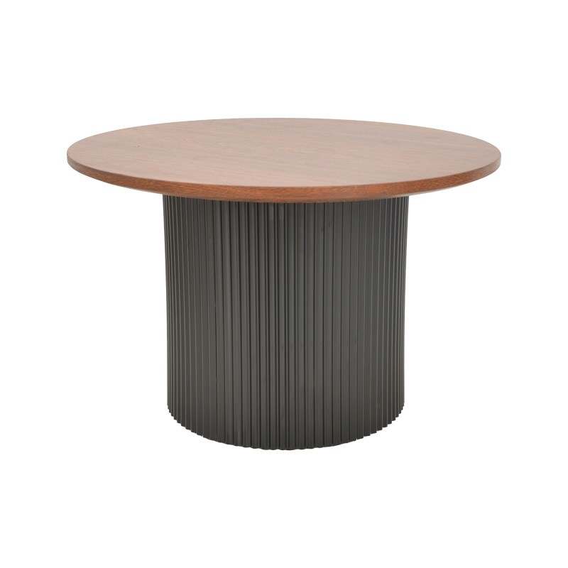Τραπέζι σαλονιού Dovel mdf σε καρυδί-μαύρο μέταλλο Φ70x45εκ - Image 2