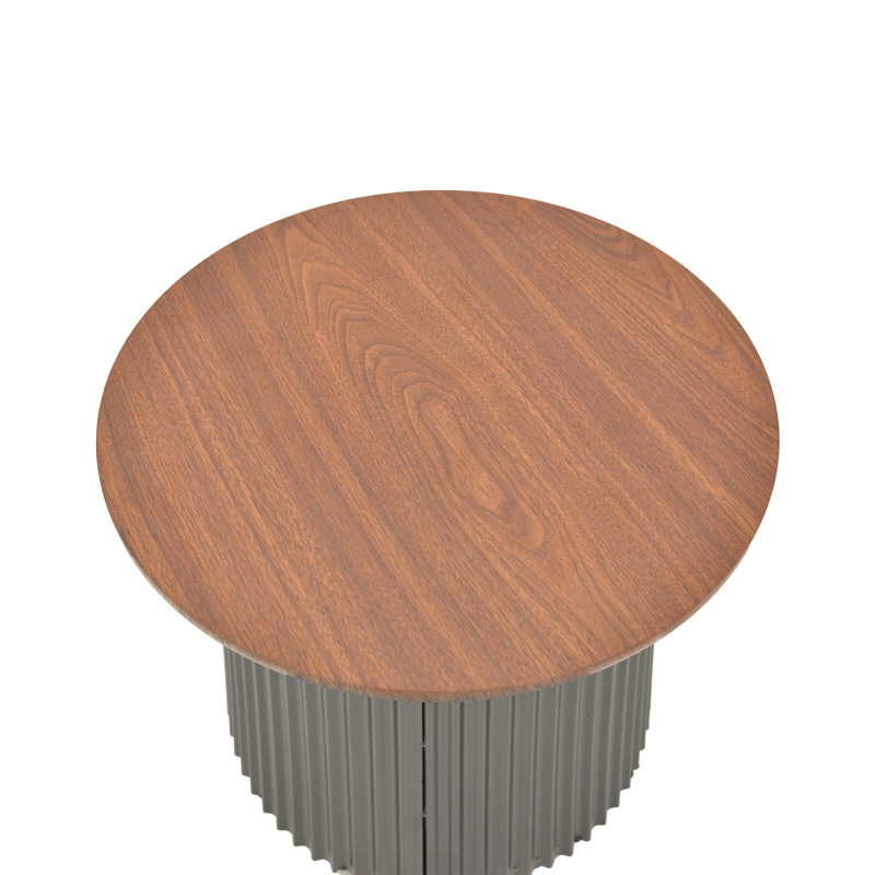 Τραπέζι σαλονιού Dovel mdf σε καρυδί-μαύρο μέταλλο Φ70x45εκ - Image 4