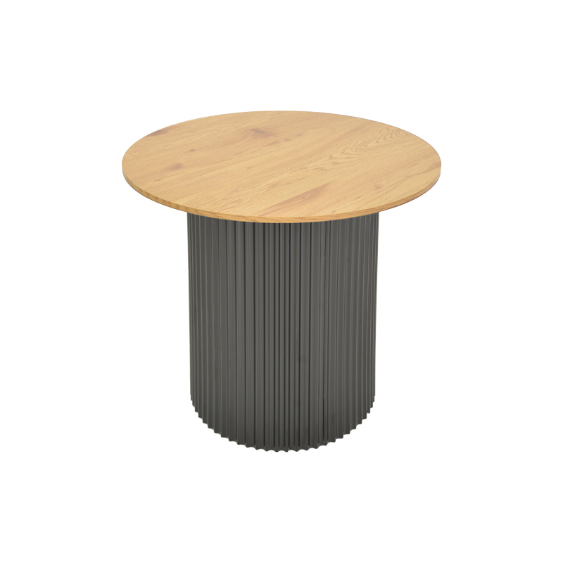 Βοηθητικό τραπέζι Dovel mdf σε sonoma -μαύρο μέταλλο Φ50x50εκ - Image 3