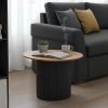 Τραπέζι σαλονιού Dovel pakoworld mdf σε sonoma-μαυρη απόχρωση Φ70x40εκ 029-000354