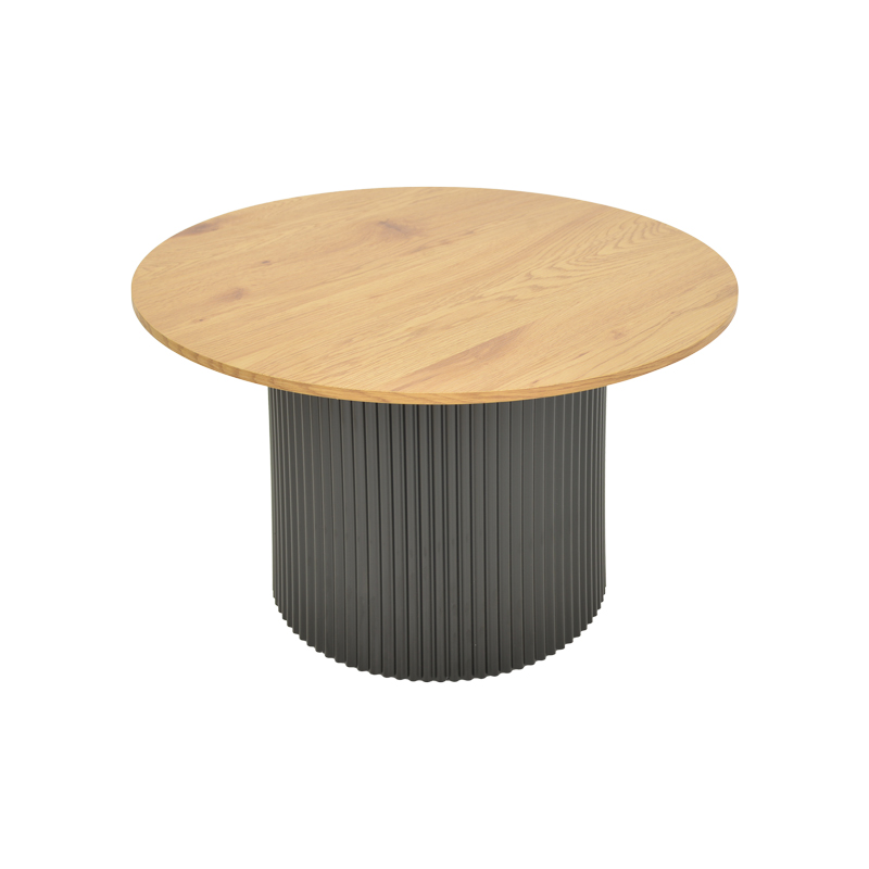 Τραπέζι σαλονιού Dovel mdf σε sonoma-μαύρο μέταλλο Φ70x45εκ - Image 3