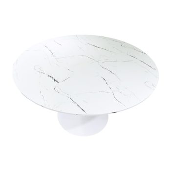 Alternative view of Tραπέζι Balou  mdf σε λευκή απόχρωση με όψη μαρμάρου Φ120x73εκ