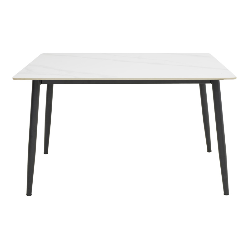Τραπέζι Gustas λευκό μαρμάρου sintered stone-μαύρο μέταλλο 120x80x76εκ - Image 2