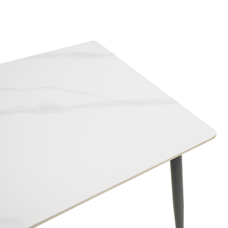 Τραπέζι Gustas λευκό μαρμάρου sintered stone-μαύρο μέταλλο 120x80x76εκ - Image 4