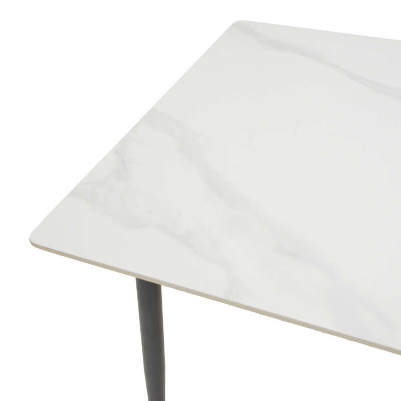 Τραπέζι Gustas λευκό μαρμάρου sintered stone-μαύρο μέταλλο 120x80x76εκ - Image 5