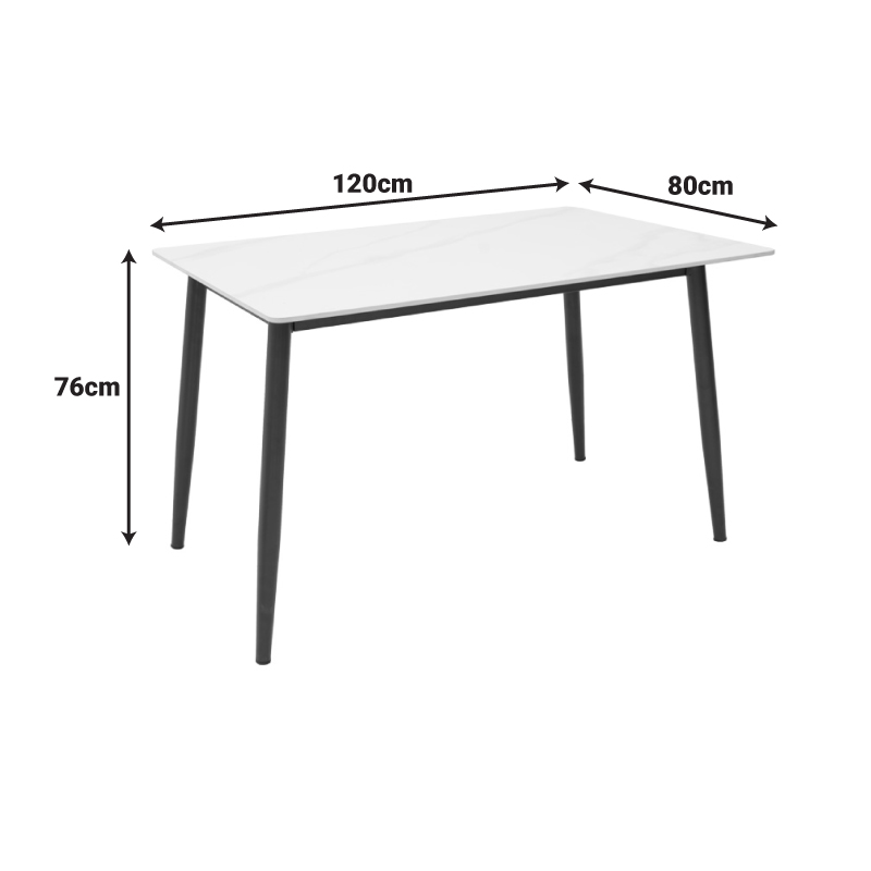 Τραπέζι Gustas λευκό μαρμάρου sintered stone-μαύρο μέταλλο 120x80x76εκ - Image 6