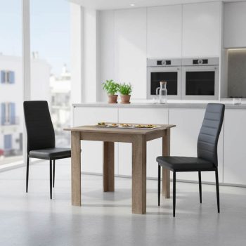Τραπεζαρία Manka-Parker pakoworld σετ 3τεμ mdf σε μαύρη-sonoma truffle απόχρωση 80x80x77εκ 200-001163