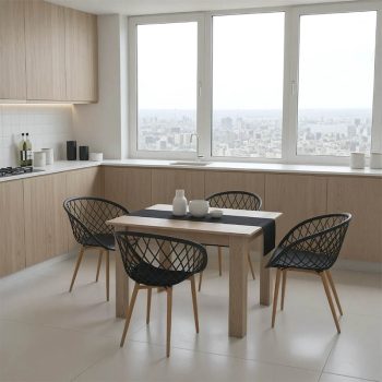 Τραπεζαρία Manka-Ezra pakoworld σετ 5τεμ σε sonoma-μαύρη απόχρωση 110x80x77εκ 200-001204
