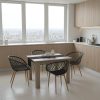 Τραπεζαρία Manka-Ezra pakoworld σετ 5τεμ σε sonoma truffle-μαύρη απόχρωση 110x80x77εκ 200-001205