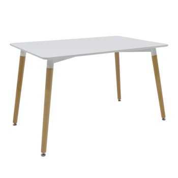 Τραπέζι Natali pakoworld MDF λευκό-πόδια φυσικό 120x80x76εκ 292-000108