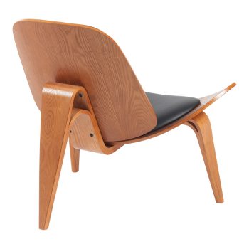 Alternative view of Πολυθρόνα Vilma  PU μαύρο- plywood καρυδί 90x76.5x74.5εκ