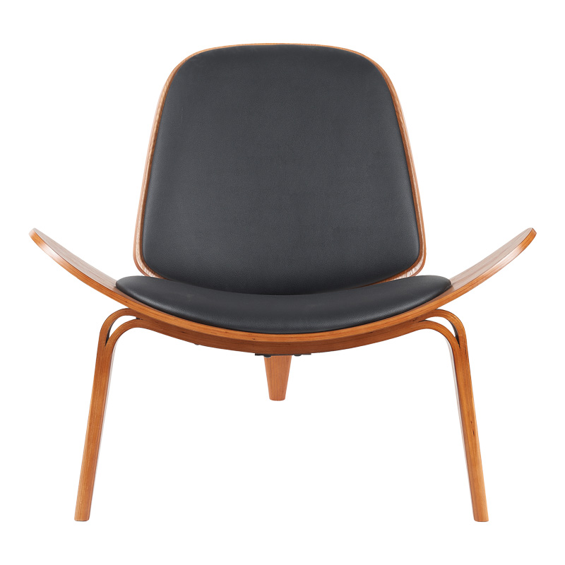 Πολυθρόνα Vilma PU μαύρο- plywood καρυδί 90x76.5x74.5εκ - Image 4