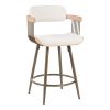Σκαμπό μπαρ Cameo pakoworld μέταλλο μπρονζέ-white-wash ξύλο-μπέζ ύφασμα 53x50x93εκ 332-000028