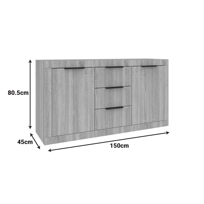 Μπουφές Doha σε ανθρακί απόχρωση 150x45x80.5εκ - Image 3