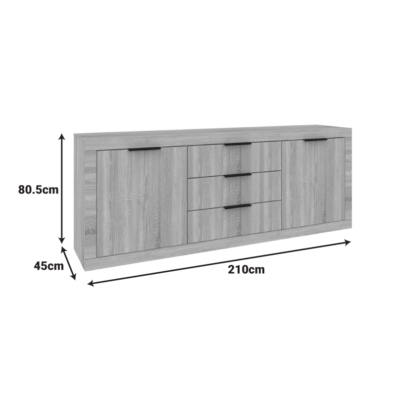 Μπουφές Doha σε wenge απόχρωση 210x45x80.5εκ - Image 3