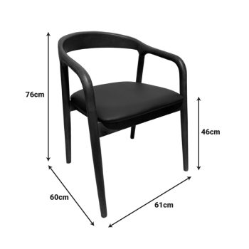 Alternative view of Πολυθρόνα Hogie  rubberwood καρυδί- μαύρο pu μαξιλάρι 61x60x76εκ
