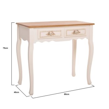 Inart Κονσόλα Ξύλινη 80x40x75cm Λευκή-Μπεζ 3-50-147-0045