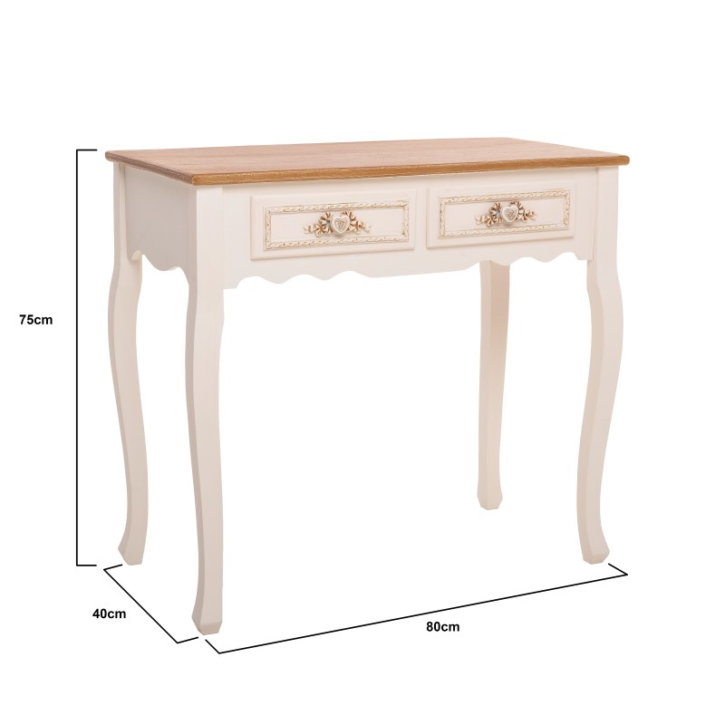 Inart Κονσόλα Ξύλινη 80x40x75cm Λευκή-Μπεζ 3-50-147-0045