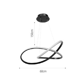 Alternative view of InLight Κρεμαστό φωτιστικό LED 48W 3CCT (by switch on base) σε χρυσό χρώμα D:60cm (6082-GL)