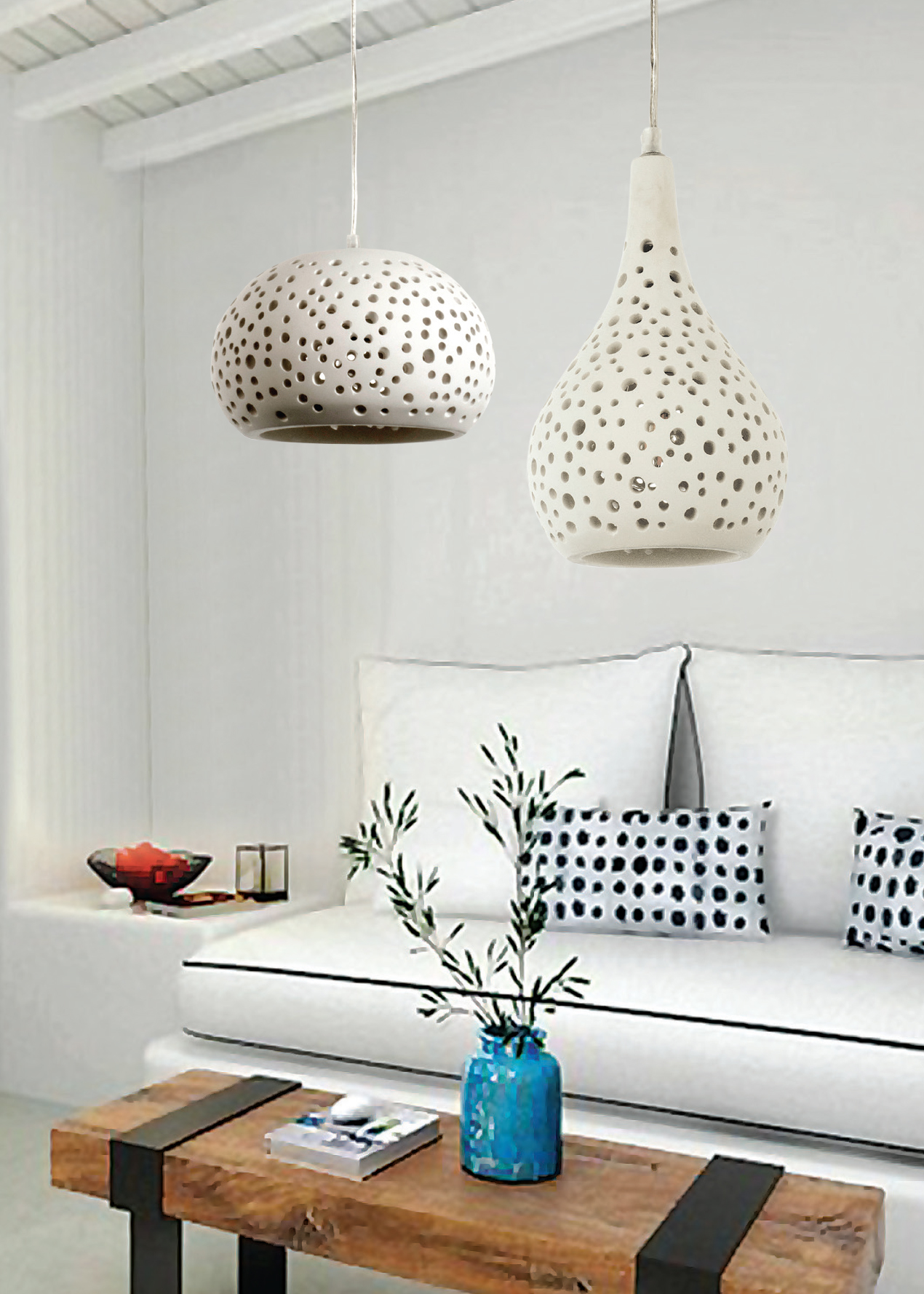 InLight Κρεμαστό φωτιστικό λευκό από γύψο 1XE27 D:28cm (4472) - Image 3