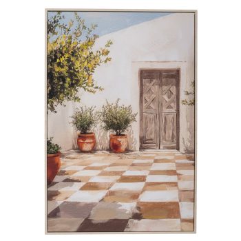 GREEK ISLAND ΠΙΝΑΚΑΣ ΣΕ ΤΥΠΩΜΕΝΟ ΚΑΜΒΑ ΜΕ ΛΕΥΚΗ ΠΑΛΑΙΩΜΕΝΗ ΚΟΡΝΙΖΑ 60Χ90ΕΚ