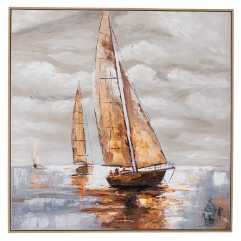 SAIL BOAT ΠΙΝΑΚΑΣ ΕΛΑΙΟΓΡΑΦΙΑ ΜΕ ΚΟΡΝΙΖΑ ΣΕ ΤΥΠΩΜΕΝΟ ΚΑΜΒΑ 100Χ100ΕΚ