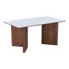 Τραπέζι Versy pakoworld sintered stone-mdf σε λευκό μαρμάρου με καρυδί βάση 160x90x75εκ 072-000174