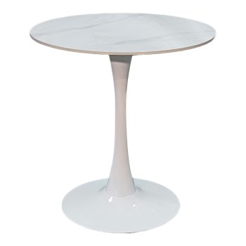 Τραπέζι Balou I pakoworld sintered stone-mdf σε λευκό μαρμάρου Φ70x74εκ 072-000177