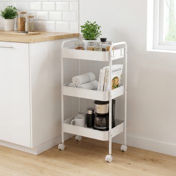Τρόλλεϊ-ραφιέρα Nedea pakoworld μέταλλο λευκό 41x30x77εκ 072-000180