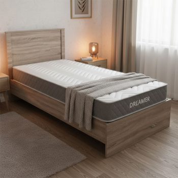 Κρεβάτι με στρώμα Athos-Dreamer pakoworld sonoma 90x190εκ 200-001453