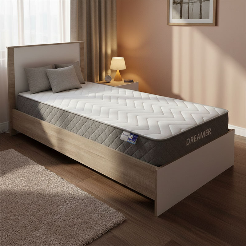 Κρεβάτι με στρώμα Athos-Dreamer pakoworld sonoma-λευκό 90x190εκ 200-001456