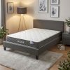 Κρεβάτι με στρώμα Nevil-Dreamer pakoworld ύφασμα ανθρακί 150x200εκ 200-001480