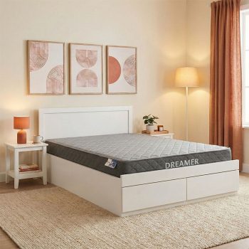 Κρεβάτι με στρώμα και συρτάρι Olympus-Dreamer pakoworld λευκό 150x200εκ 200-001511