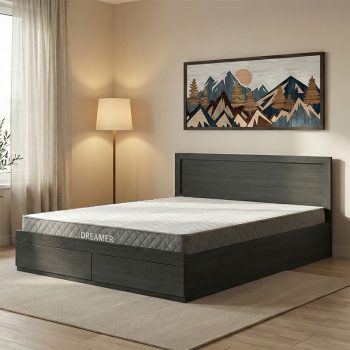Κρεβάτι με στρώμα και συρτάρι Olympus-Dreamer pakoworld wenge 160x200εκ 200-001520