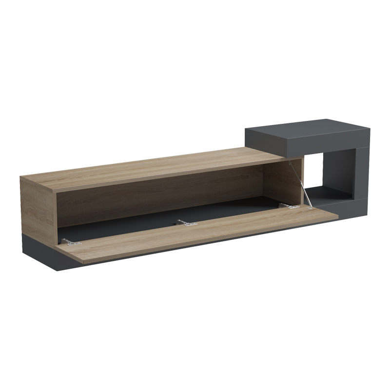 Έπιπλο τηλεόρασης επιτοίχιο Flato sonoma-ανθρακί 150x29.5x38.5εκ - Image 2