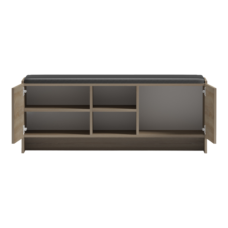 Παπουτσοθήκη-σκαμπό Zulla sonoma-μαύρο 110x37x43εκ - Image 2
