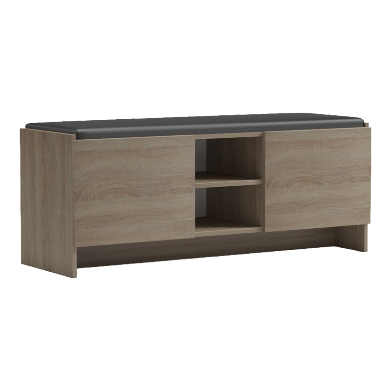 Παπουτσοθήκη-σκαμπό Zulla sonoma-μαύρο 110x37x43εκ - Image 3