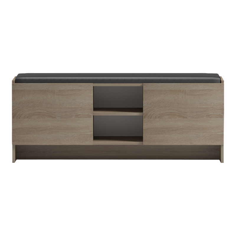 Παπουτσοθήκη-σκαμπό Zulla sonoma-μαύρο 110x37x43εκ - Image 4