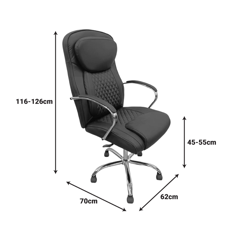 Καρέκλα γραφείου διευθυντή Quilted pu μαύρο 62x70x116εκ - Image 5