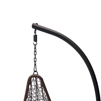 Alternative view of Κούνια φωλιά με βάση Soleil  μέταλλο καφέ- pe rattan καφέ με μπεζ μαξιλάρι 120x95x195εκ