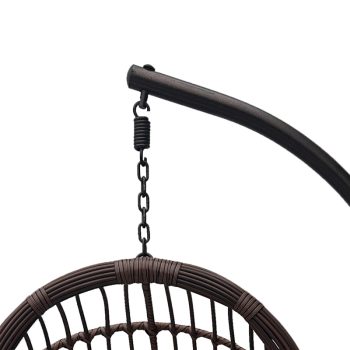 Alternative view of Κούνια φωλιά με βάση Cungo  μέταλλο καφέ- pe rattan καφέ με μπεζ μαξιλάρι 125x105x195εκ