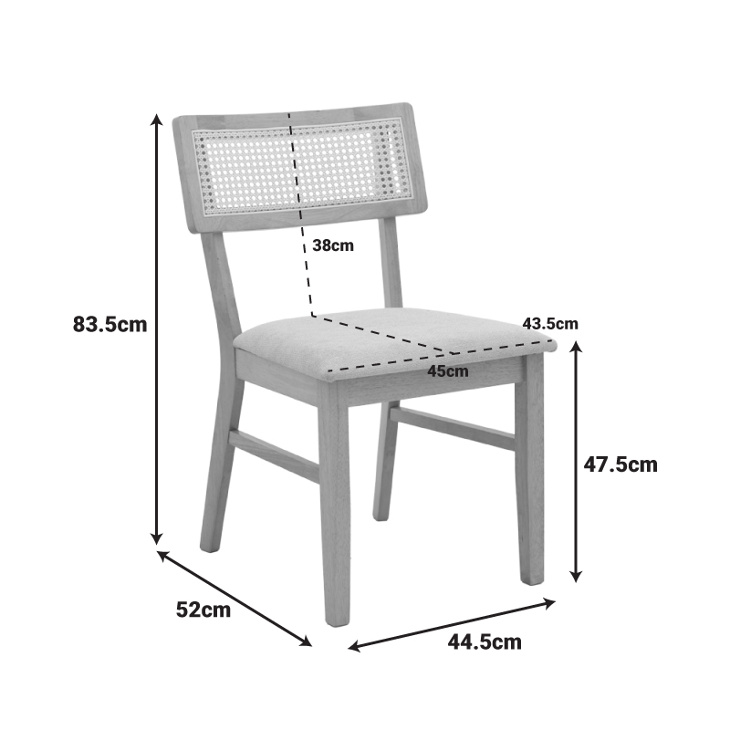 Καρέκλα Raffles rubberwood με pe rattan και γκρι μπεζ ύφασμα 47x48x83.5εκ - Image 2