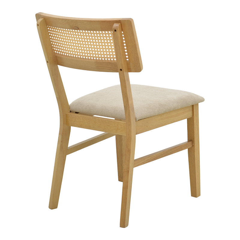 Καρέκλα Raffles rubberwood με pe rattan και γκρι μπεζ ύφασμα 47x48x83.5εκ - Image 3